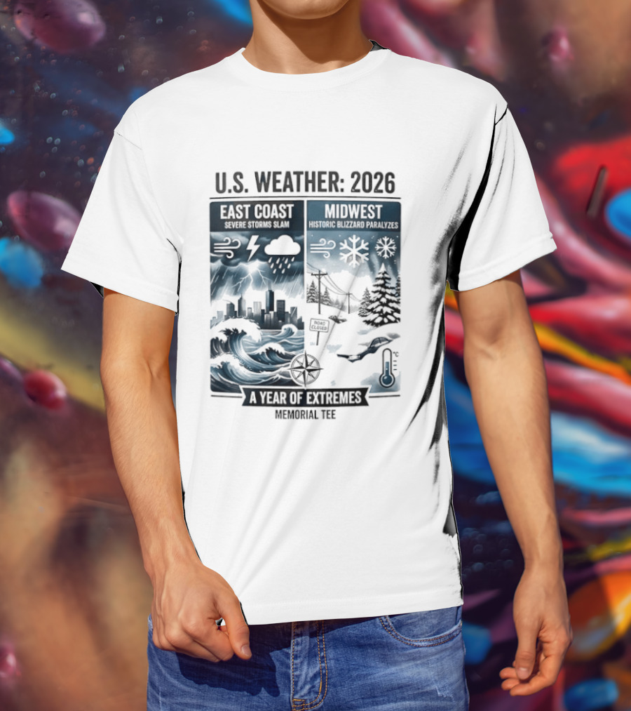 U.S. Weather 2026 East Coast Midwest A Year Of Extremes Memorial T-Shirt