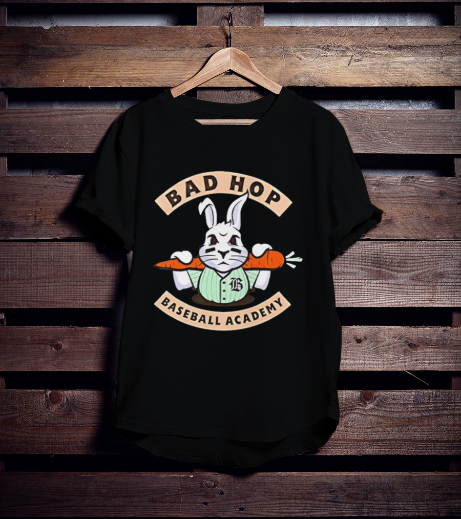 Bad Hop Baseball Academy Angry Bunny Carrot Player T-Shirt
