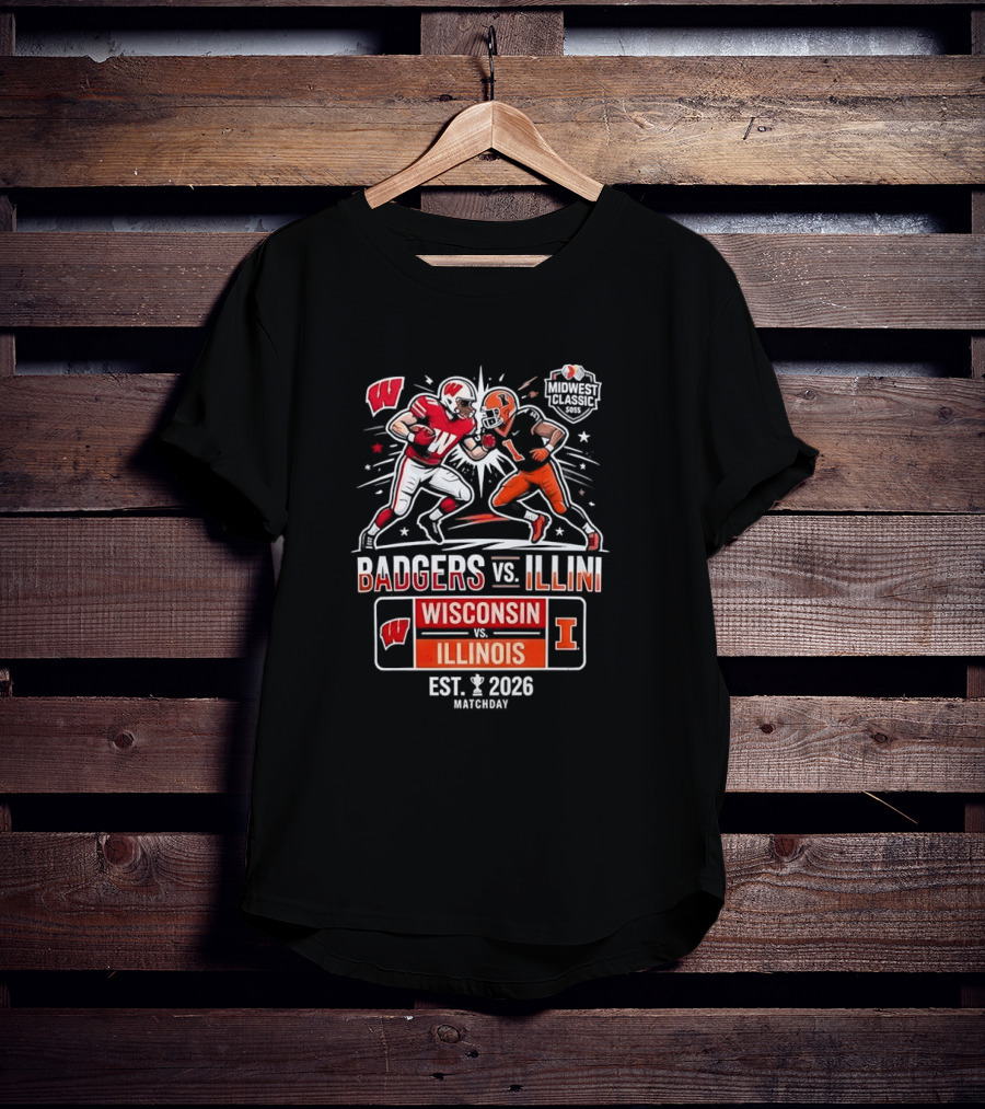 Badgers Vs Illini Wisconsin Vs Illinois Midwest Classic Est 2026 T-Shirt