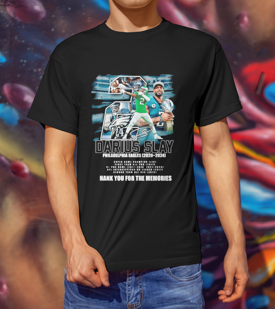 Darius Slay Philadelphia Eagles 2020 2024 Thank You For The Memories NFL Pro Bowl Interceptions T-Shirt