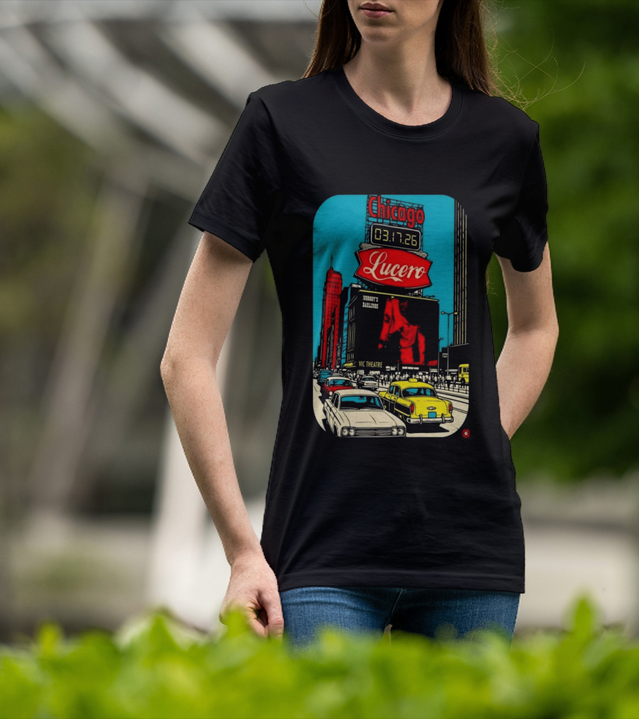 Chicago Lucero Vic Theatre March 17 2026 Concert Retro City Streetscape Scene T-Shirt