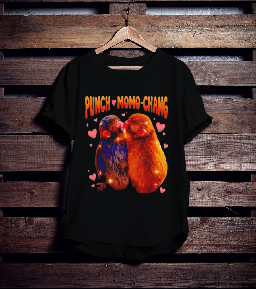 Punch Momo Chang Kissing Monkeys With Hearts T-Shirt