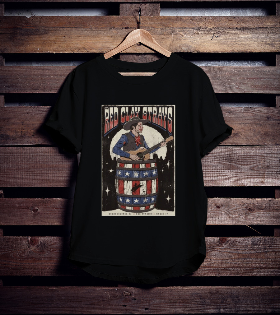 RodeoHouston The Red Clay Strays NRG Stadium March 17 2026 Cowboy Playing Guitar T-Shirt