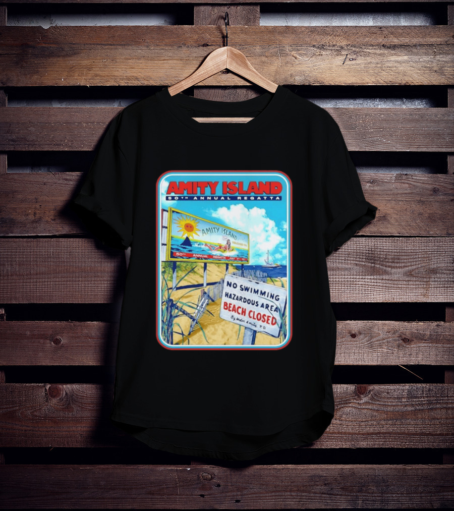 Amity Island 50th Annual Regatta No Swimming Beach Closed Jaws 1975 T-Shirt