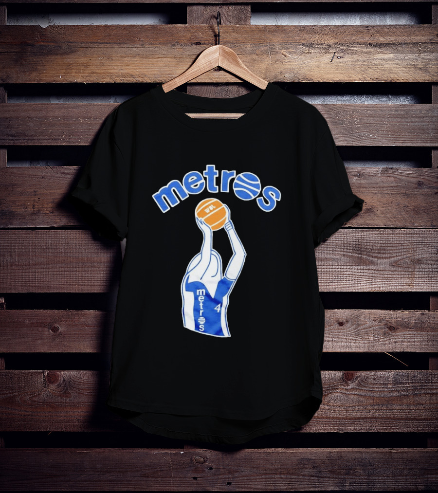 Washington Metros Basketball Player Number 4 Shooting With Blue White Jersey T-Shirt