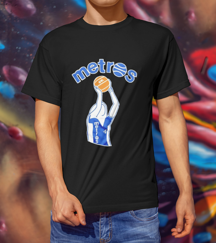 Washington Metros Basketball Player Number 4 Shooting With Blue White Jersey T-Shirt