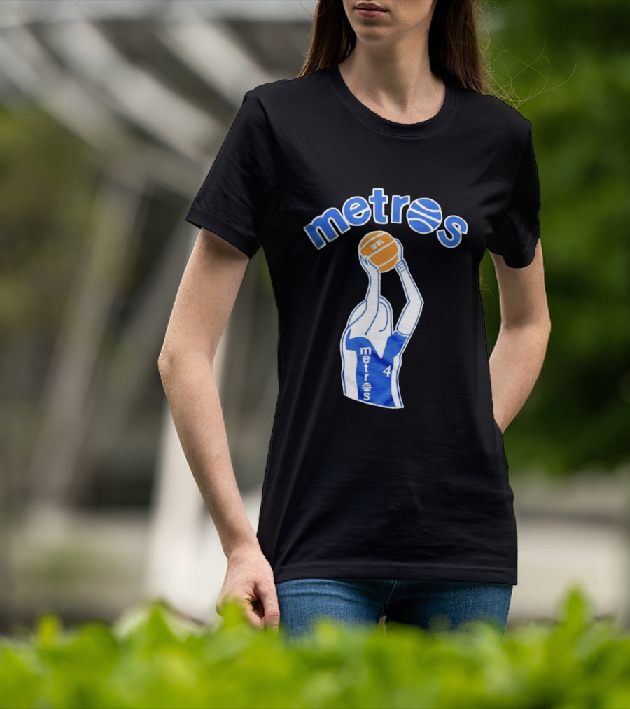 Washington Metros Basketball Player Number 4 Shooting With Blue White Jersey T-Shirt