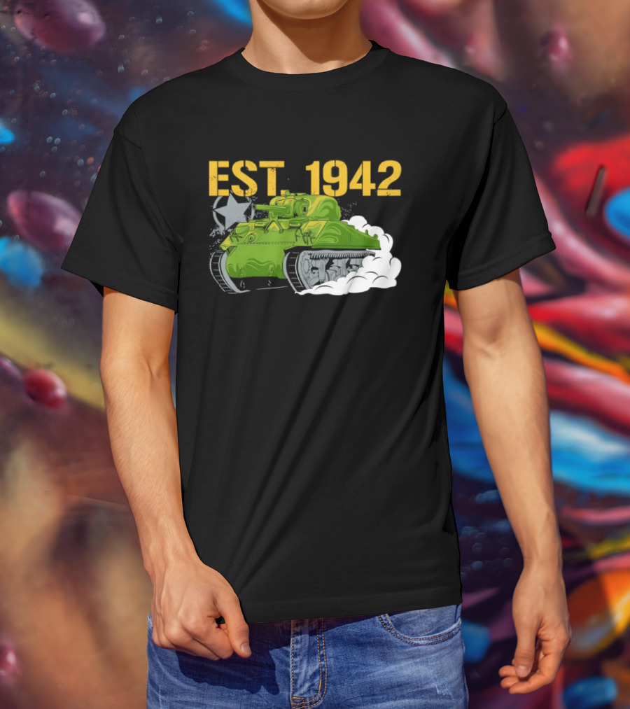 WW2 Sherman Tank EST 1942 World War II Historical Vehicle T-Shirt