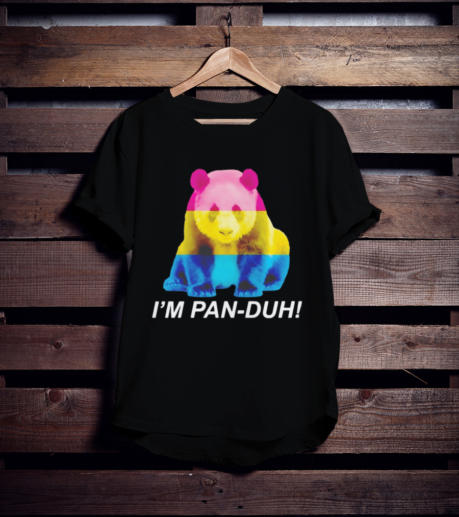 Panda I'm Pan Duh With Pan Flag Colors Panda T-Shirt
