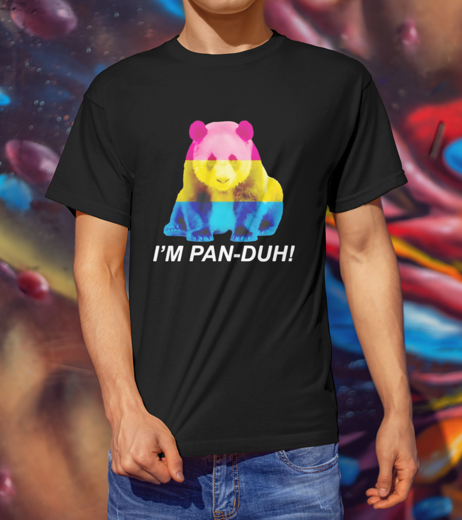 Panda I'm Pan Duh With Pan Flag Colors Panda T-Shirt
