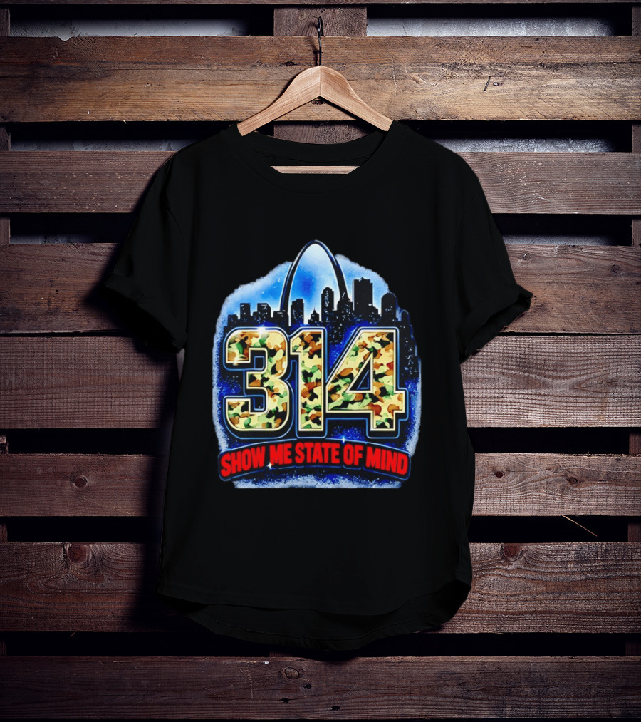 314 St Louis Camo Skyline Arch Show Me State Of Mind T-Shirt