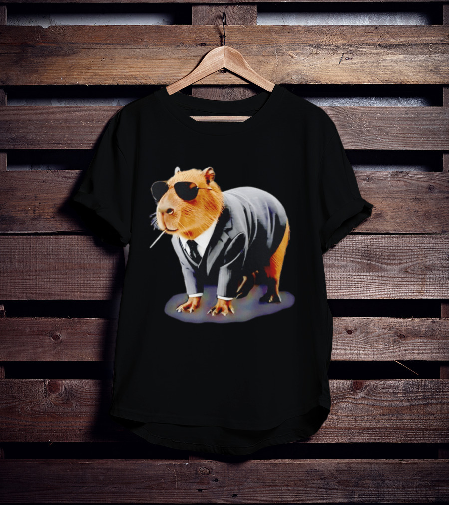 Big Boss Capybara In Suit Vest Sunglasses Water Pig T-Shirt