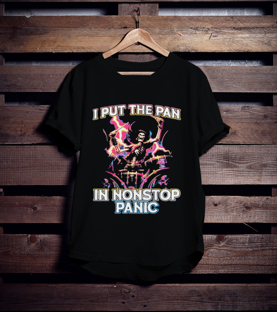Skeleton I Put The Pan In Nonstop Panic Colorful Lightning T-Shirt