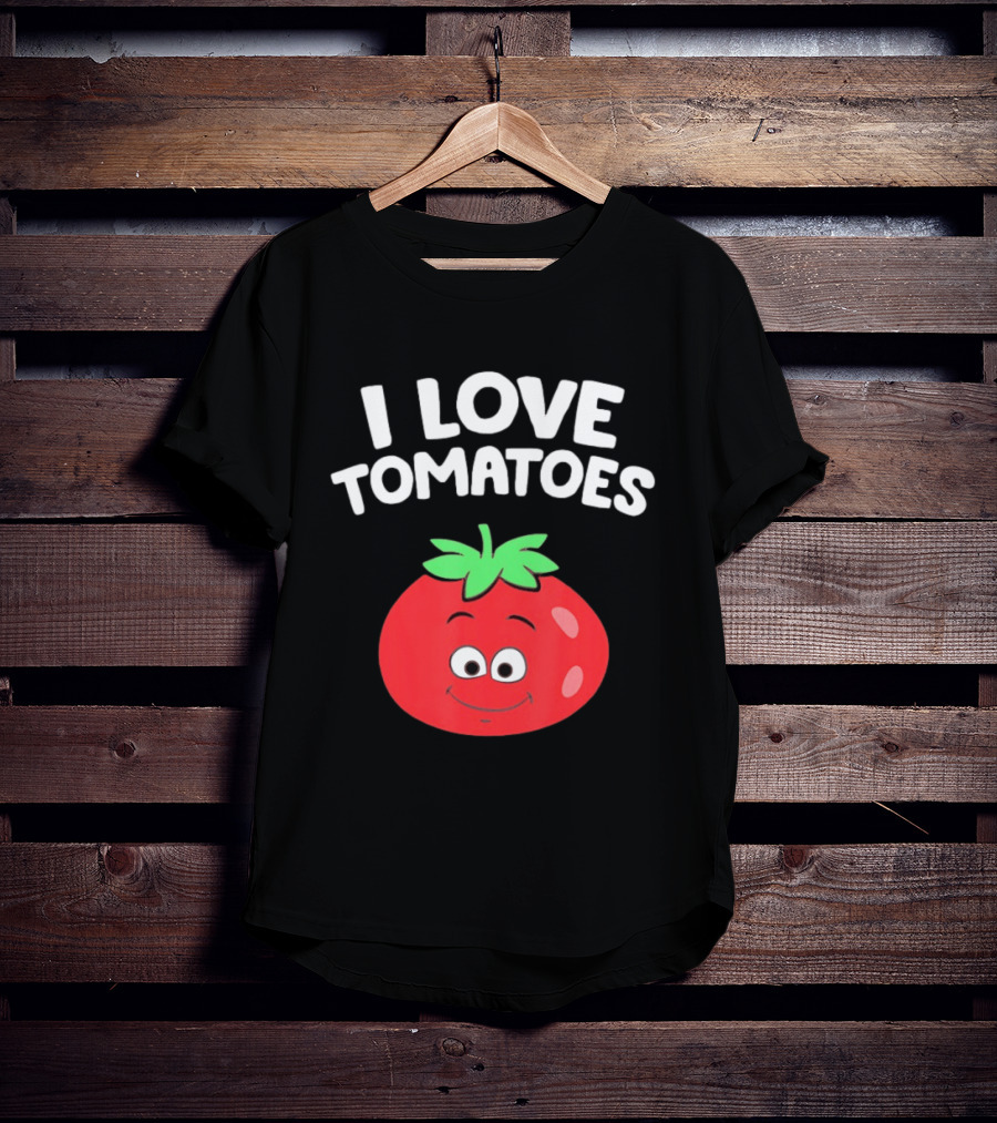 I Love Tomatoes Happy Smiling Tomato Cartoon T-Shirt