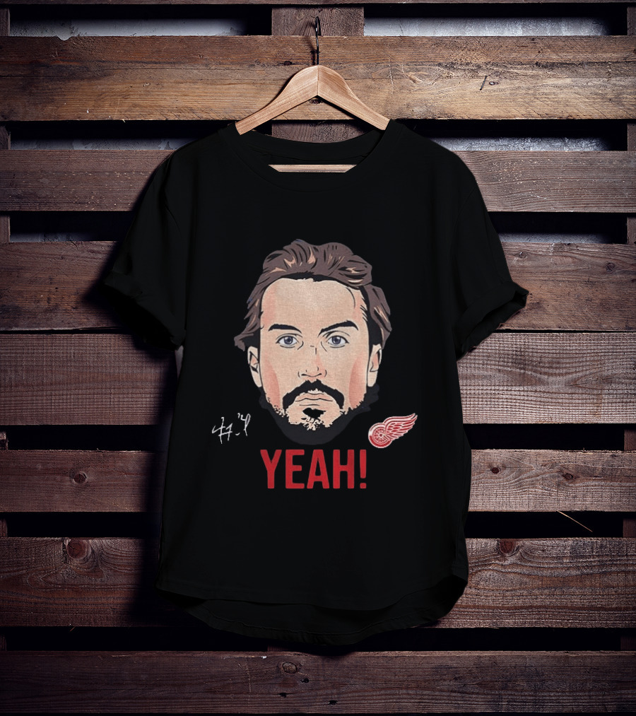 Justin Faulk Big Face Cartoon Yeah Red Wings NHL Hockey T-Shirt