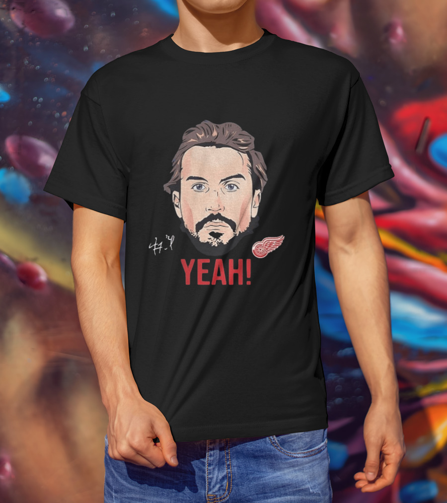 Justin Faulk Big Face Cartoon Yeah Red Wings NHL Hockey T-Shirt