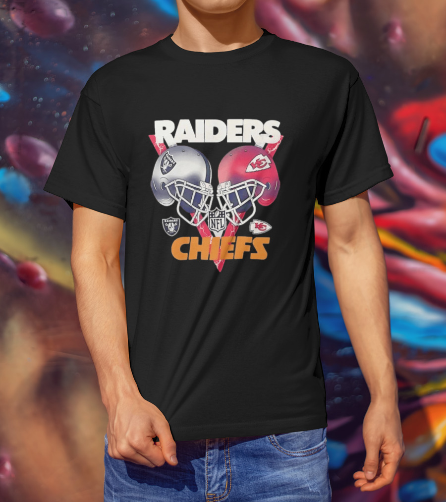 Raiders Vs Chiefs NFL Helmet Showdown T-Shirt