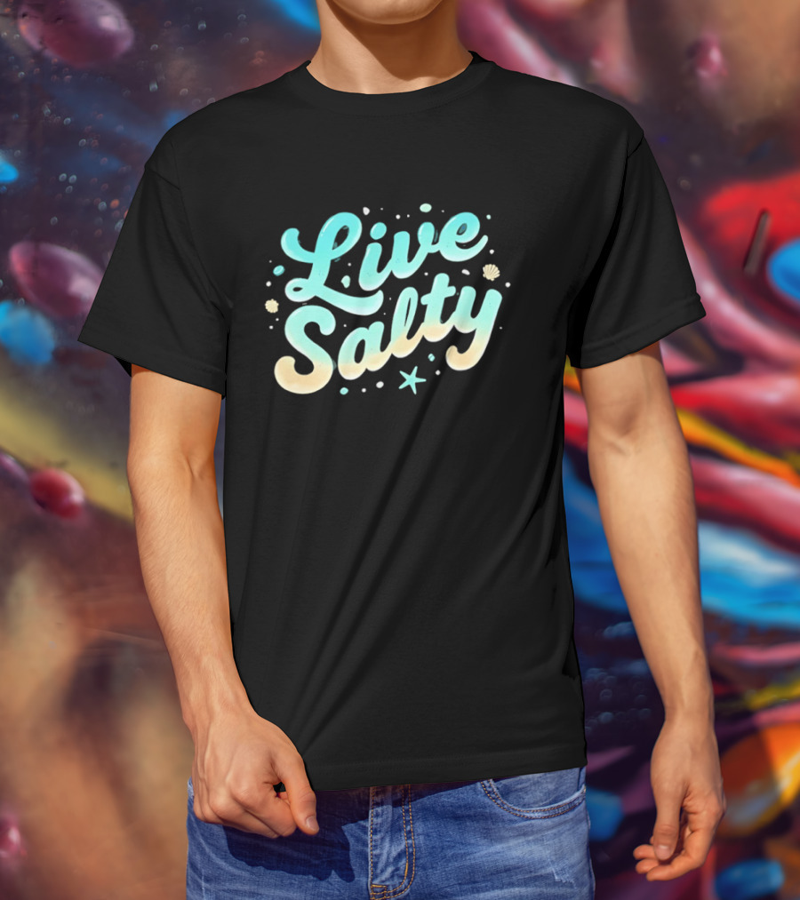 Live Salty Sea Lovers Ocean Vibes Starfish Shells T-Shirt