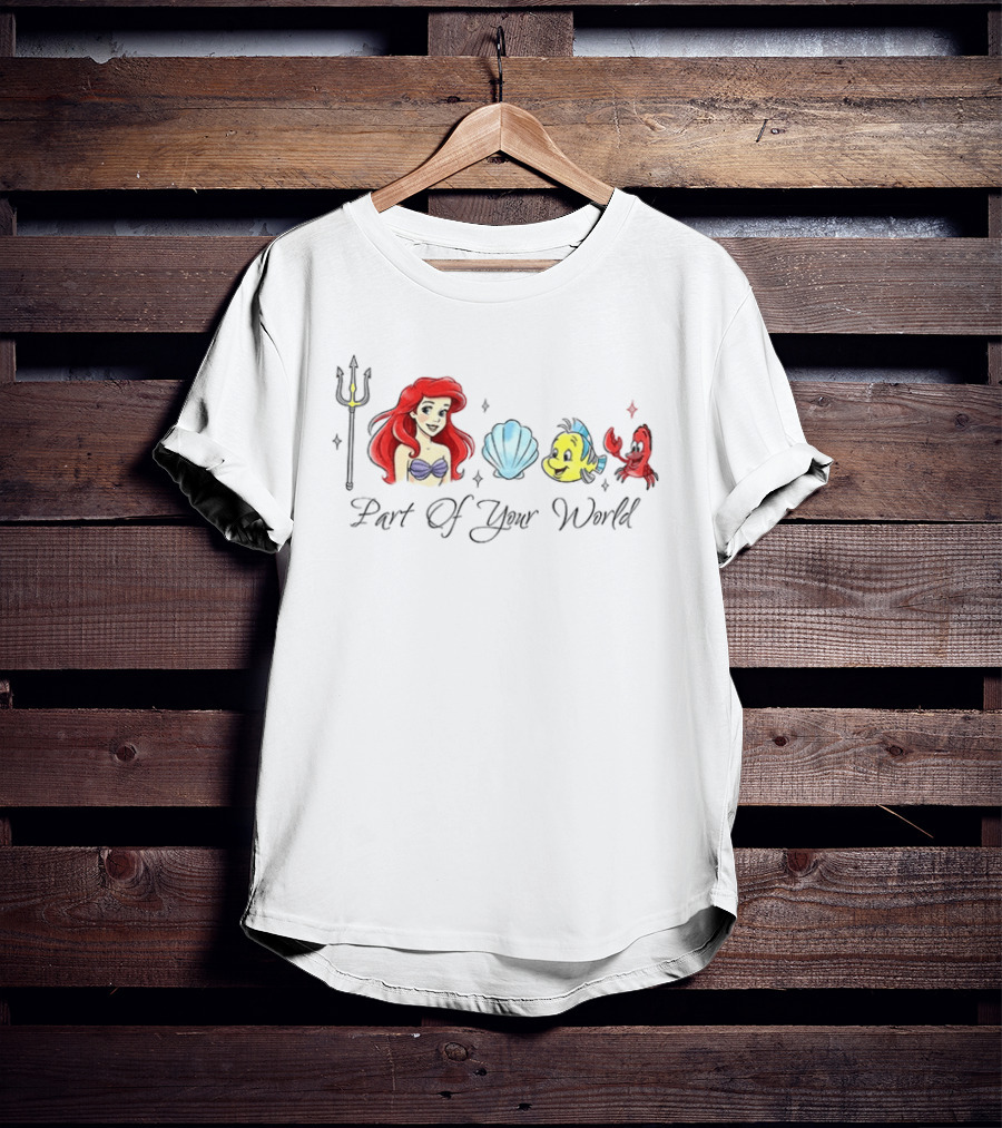 Ariel Disney Part Of Your World With Flounder And Seashell T-Shirt