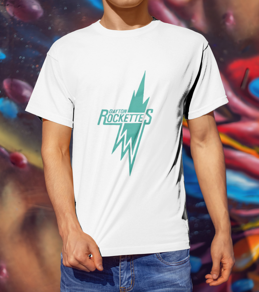 Dayton Rockettes Women's Professional Basketball League Retro Lightning Bolt T-Shirt