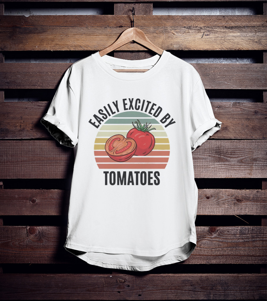 Easily Excited By Tomatoes Vintage Tomato Lover T-Shirt