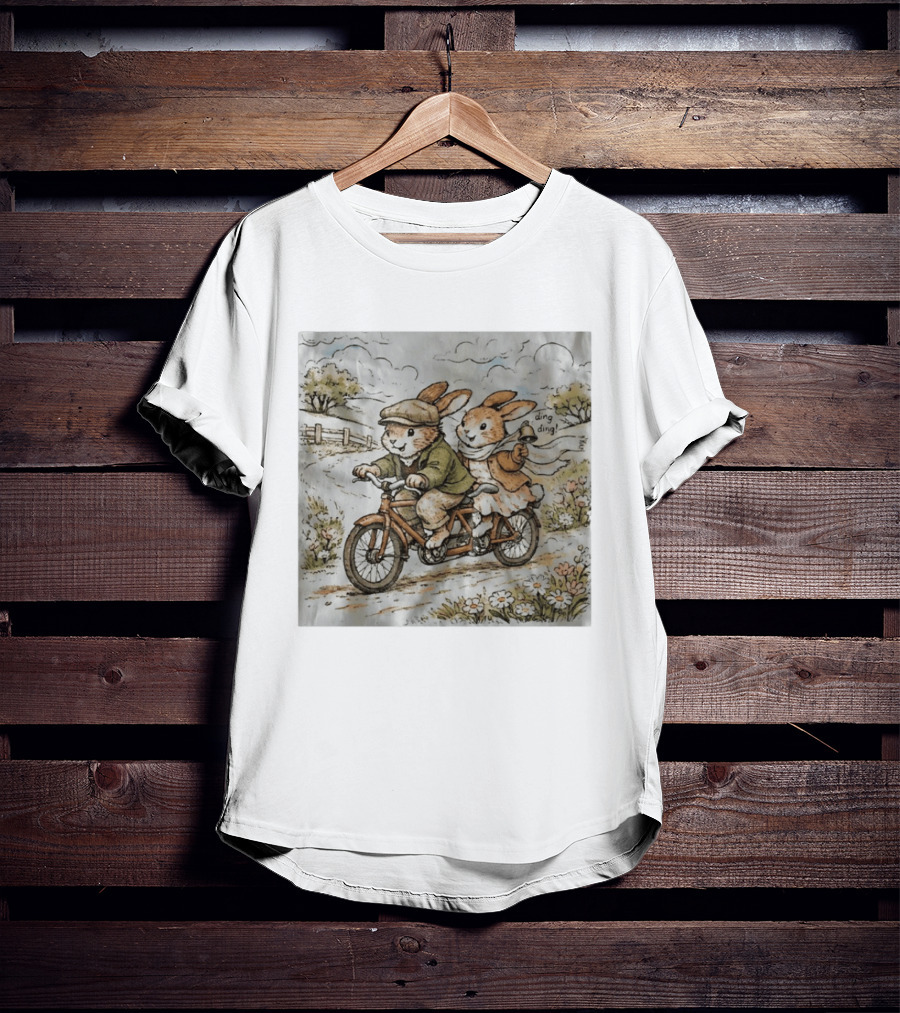 Vintage Rabbit Tandem Bike Adventure Ding Ding T-Shirt