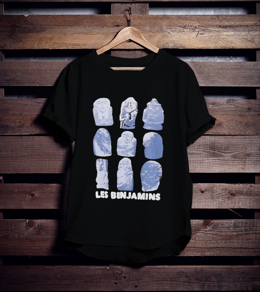 Les Benjamins Stylized Blue Stone Figures Collection T-Shirt