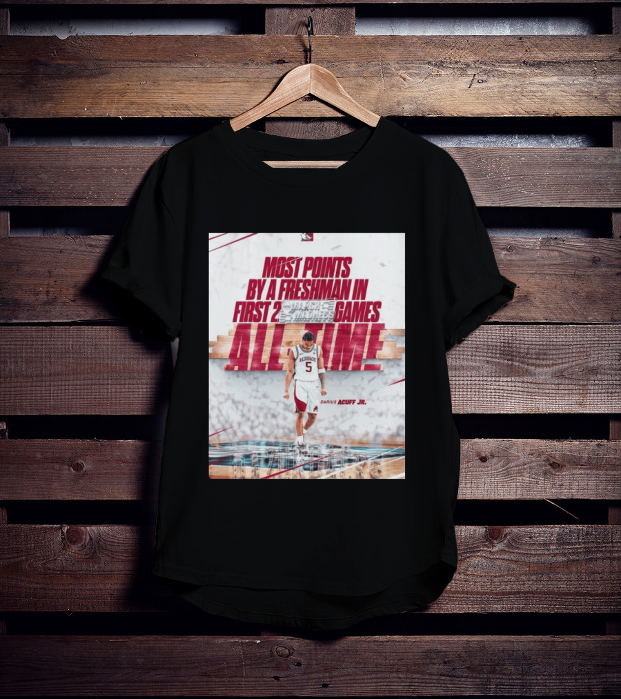 Darius Acuff Jr Most Points By A Freshman March Madness 2026 Arkansas Razorbacks Basketball T-Shirt