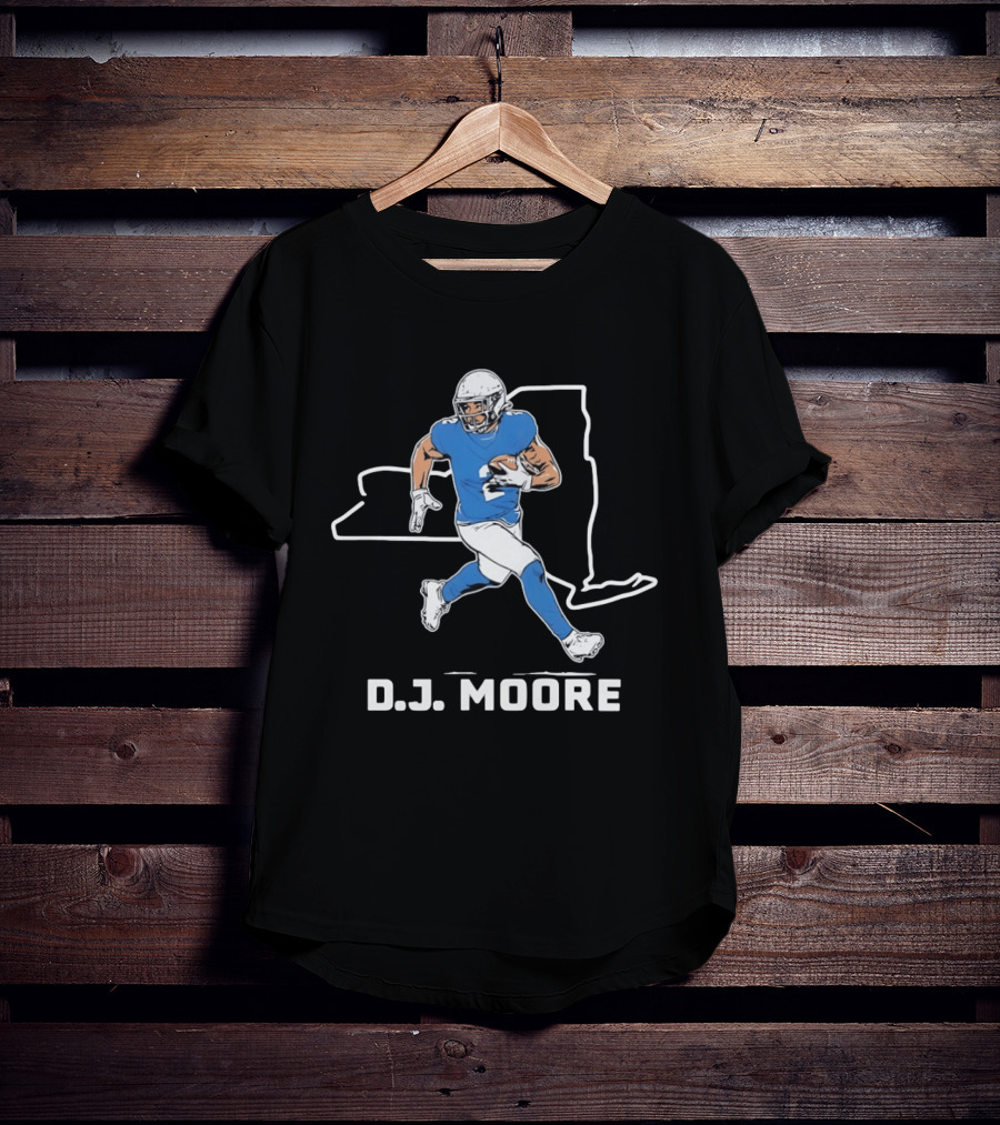 DJ Moore Football Player Carolina Panthers New York Map T-Shirt