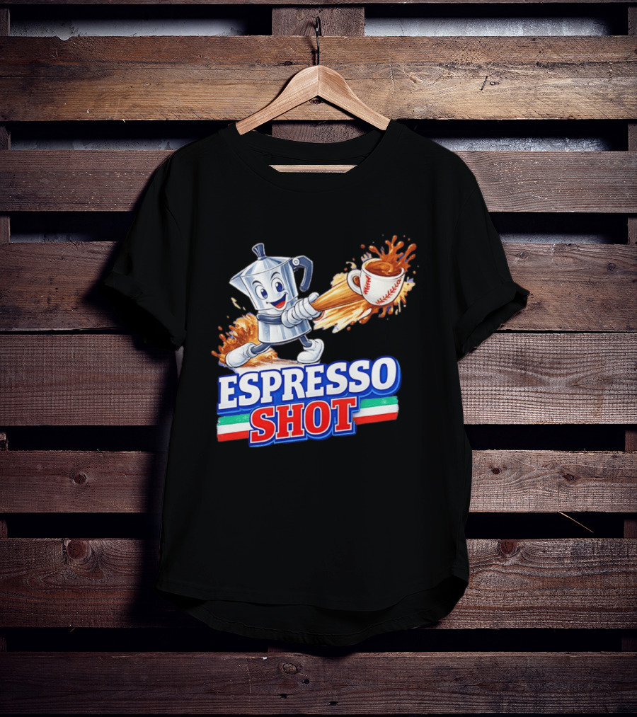 Espresso Shot Moka Pot Baseball Italy Flag T-Shirt