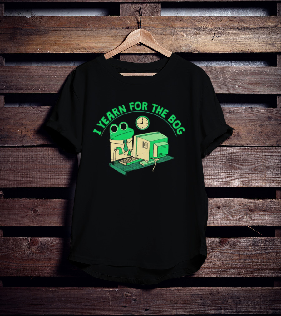 Frog Yearning For The Bog With Retro Computer Charm T-Shirt