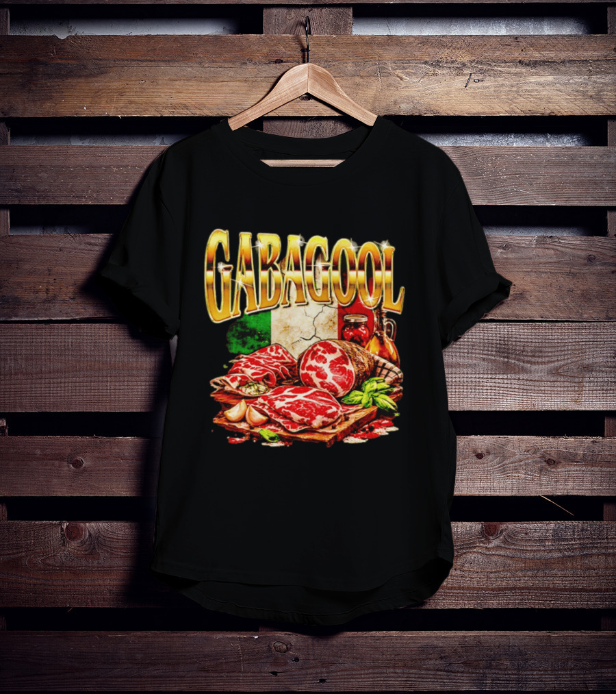 Gabagool Italian Cuisine With Italian Flag And Traditional Ingredients T-Shirt