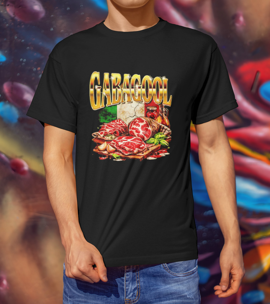 Gabagool Italian Cuisine With Italian Flag And Traditional Ingredients T-Shirt