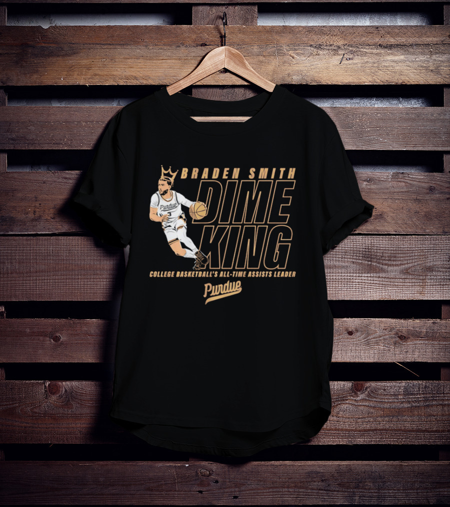 Braden Smith Dime King College Basketball's All Time Assists Leader Purdue T-Shirt