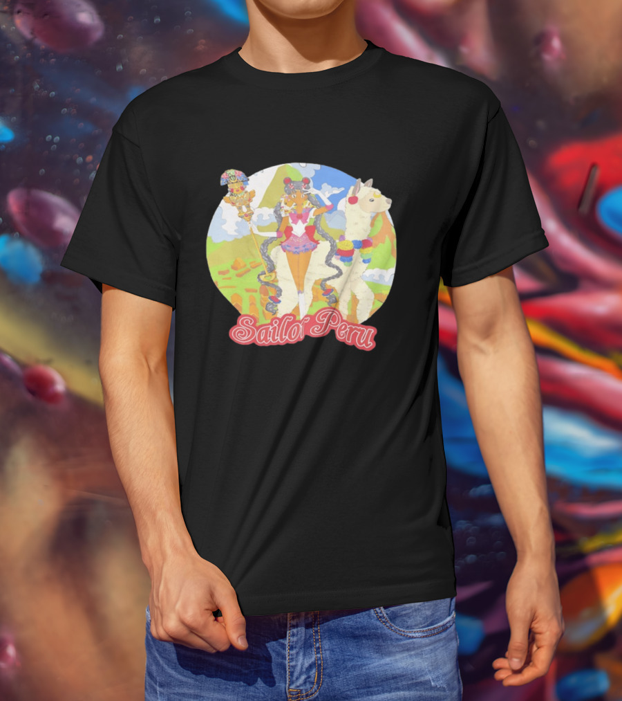 Sailor Moon Sailor Peru Anime Crossover With Llama And Traditional Peruvian T-Shirt