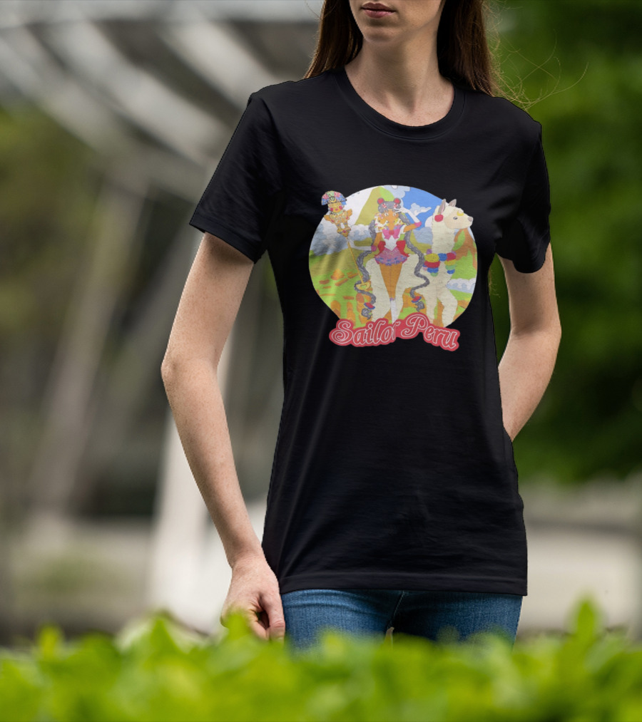 Sailor Moon Sailor Peru Anime Crossover With Llama And Traditional Peruvian T-Shirt
