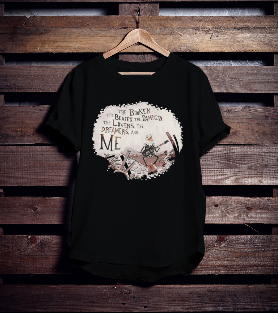 The Broken The Beaten The Damned The Lovers The Dreamers And Me Kermit Playing Guitar Scene T-Shirt