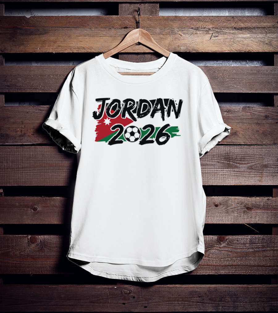 Jordan 2026 World Cup Soccer Team Flag Map Football T-Shirt