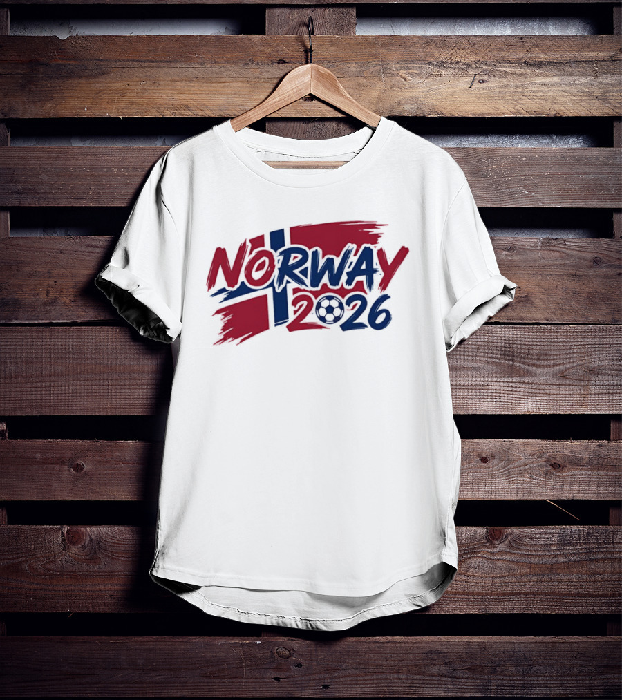 Norway 2026 Soccer National Team Flag Style Soccer Ball T-Shirt