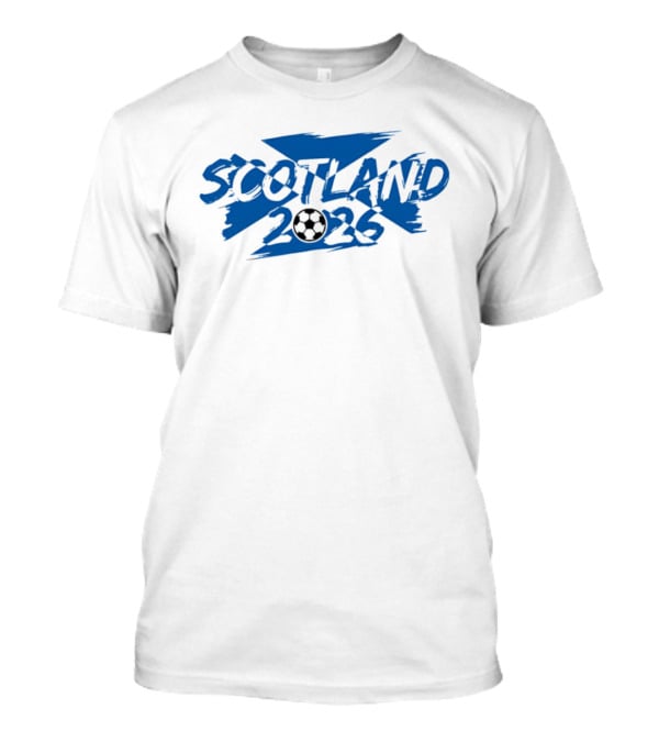 Scotland 2026 Soccer Emblem With Blue Brushstroke T-Shirt