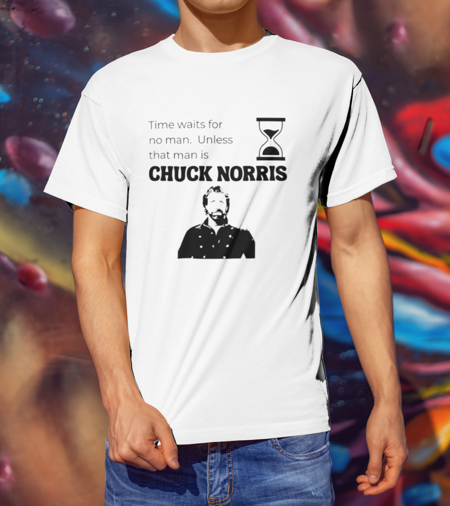 Time Waits For No Man Unless That Man Is Chuck Norris Hourglass Image T-Shirt