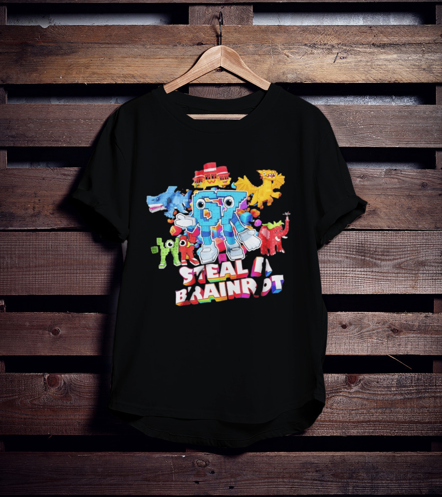 Steal A Brainrot 67 Blocks Colorful Characters T-Shirt