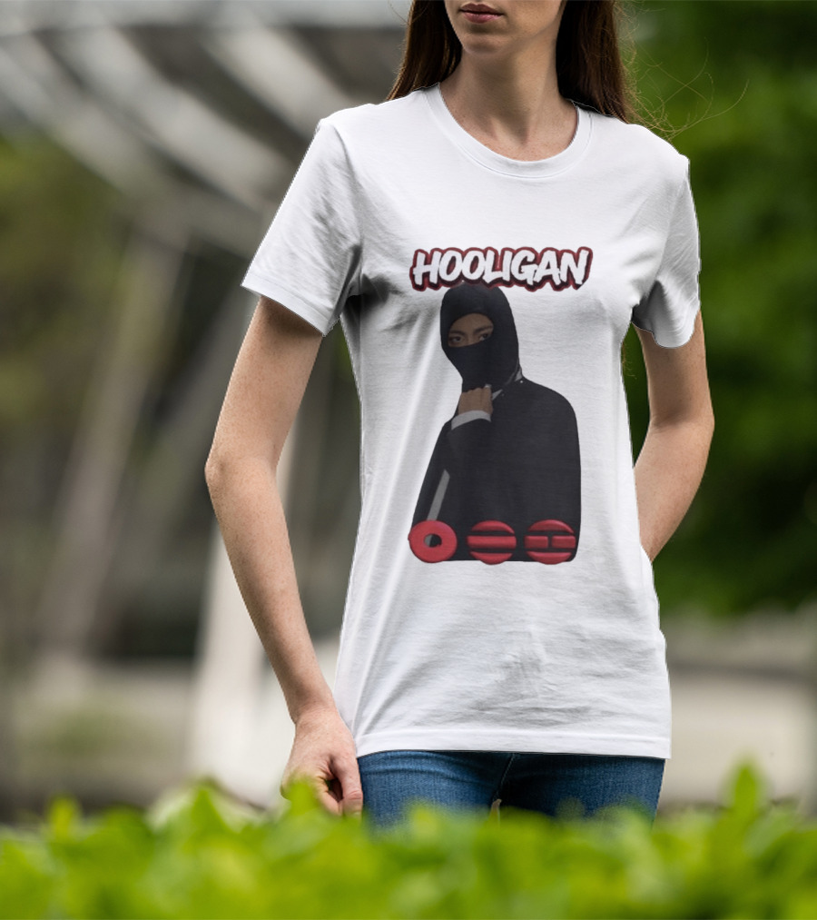 Hooligan Masked Style With BTS Concert Red Accents T-Shirt