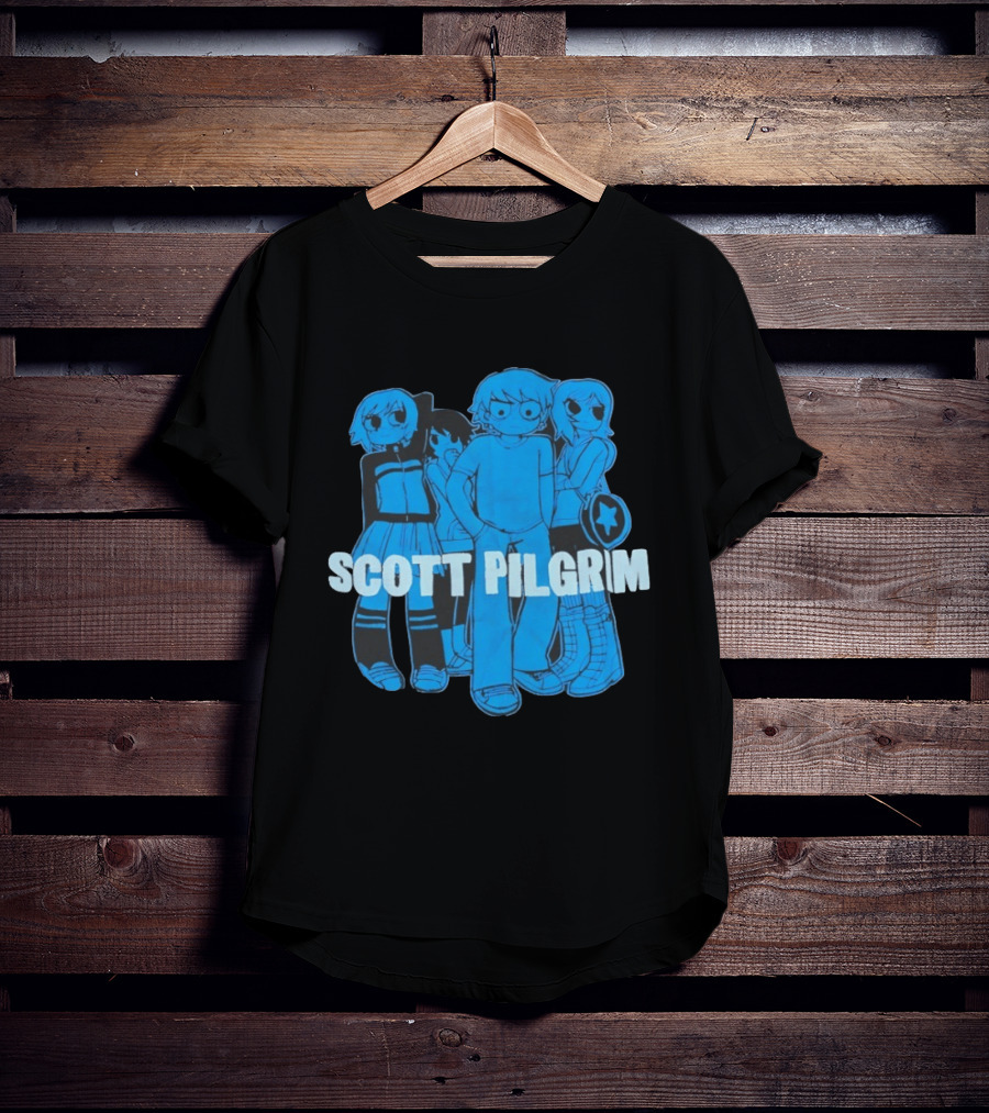 Scott Pilgrim Characters Group Blue T-Shirt