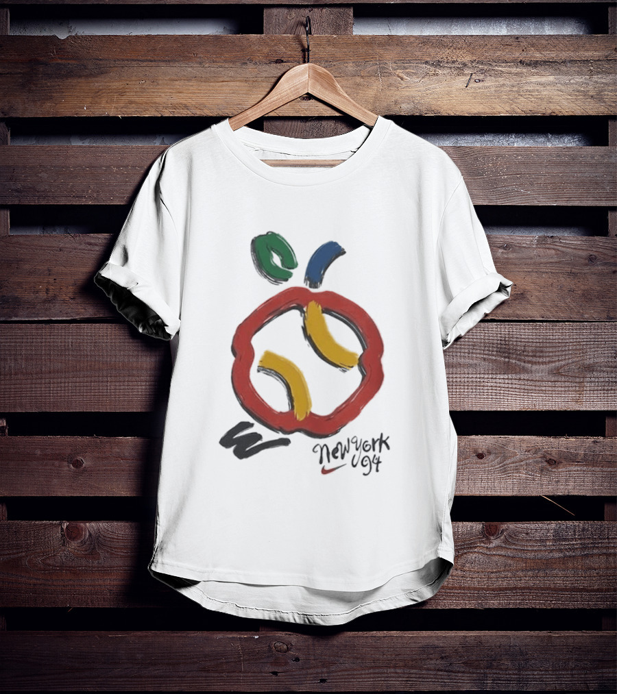 New York 94 Apple With Nike Swoosh And Abstract T-Shirt