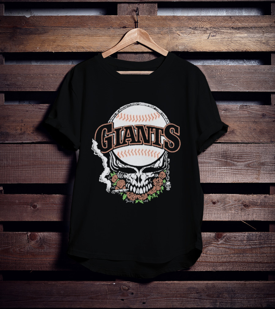 Giant Deadhead Baseball Skull Floral T-Shirt
