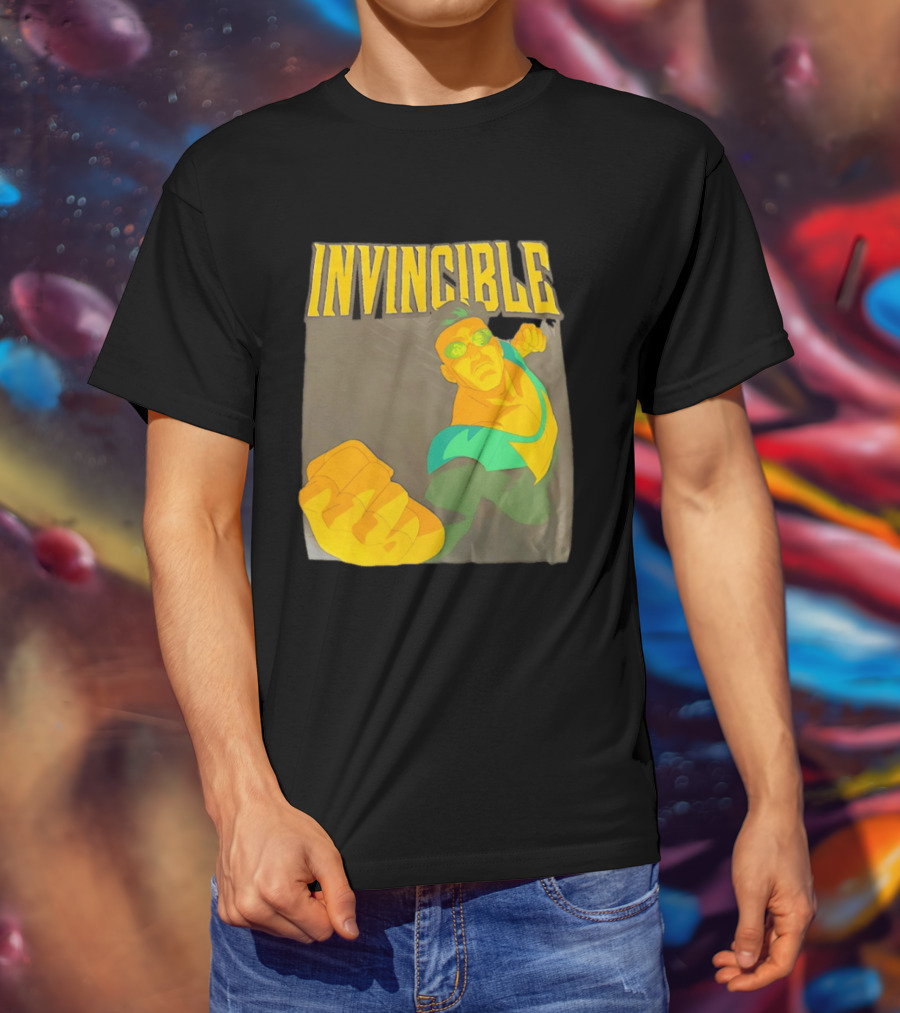 Invincible Superhero Bold Fist Action Pose T-Shirt