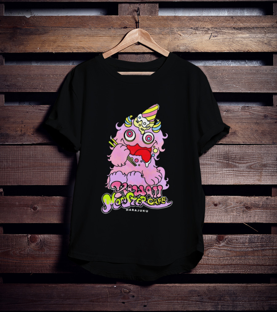 Kawaii Monster Cafe Harajuku Pink Fluffy Creature Fun T-Shirt