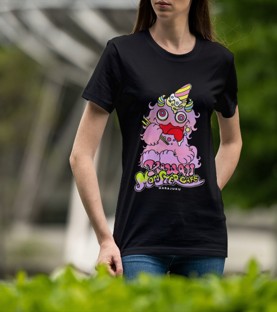 Kawaii Monster Cafe Harajuku Pink Fluffy Creature Fun T-Shirt