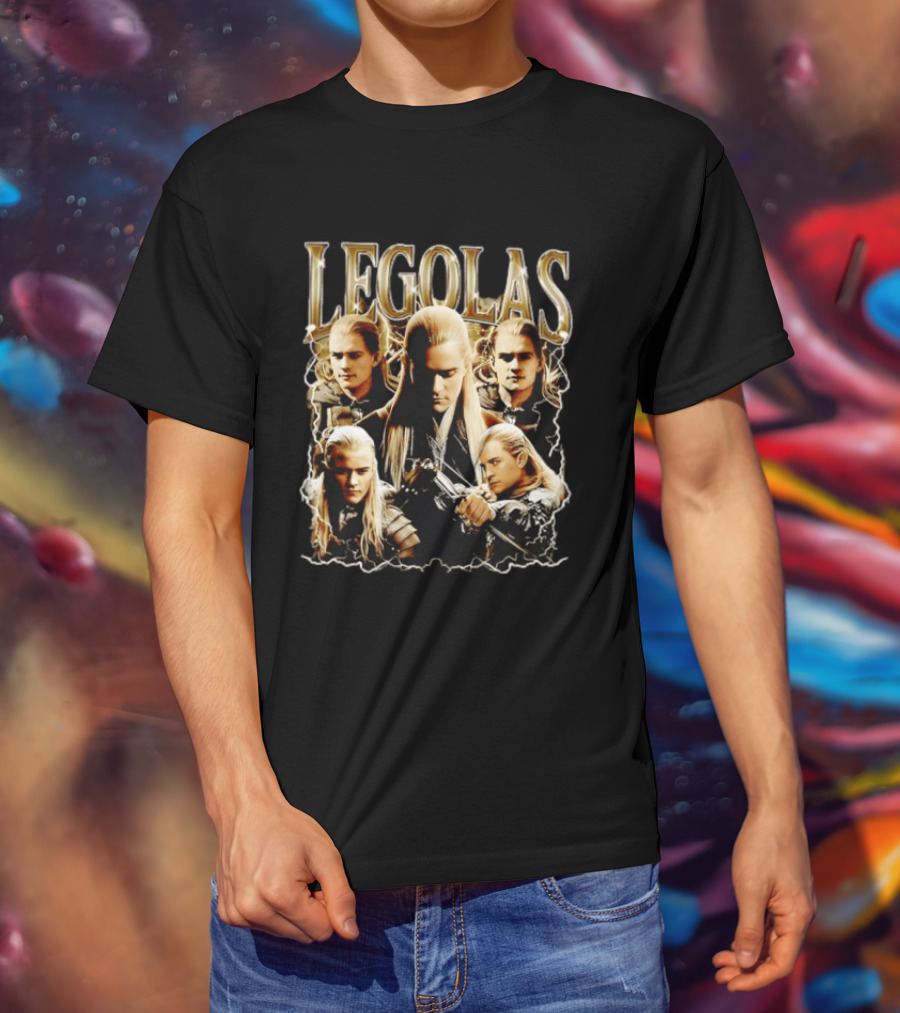 Legolas Character Collage From Lord Of The Rings T-Shirt